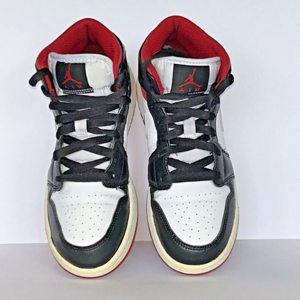 Nike Air Jordan 1 Mid Gym 5Y Big Kid‎ White Black Red